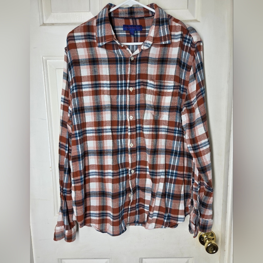 Aeropostale Men's XLG Flannel, Orange And Navy